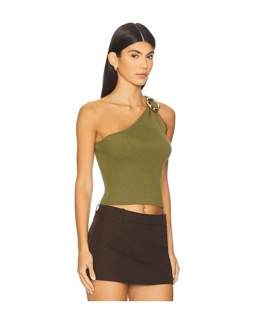 Jonathan Simkhai Green Fenix One Shoulder Top