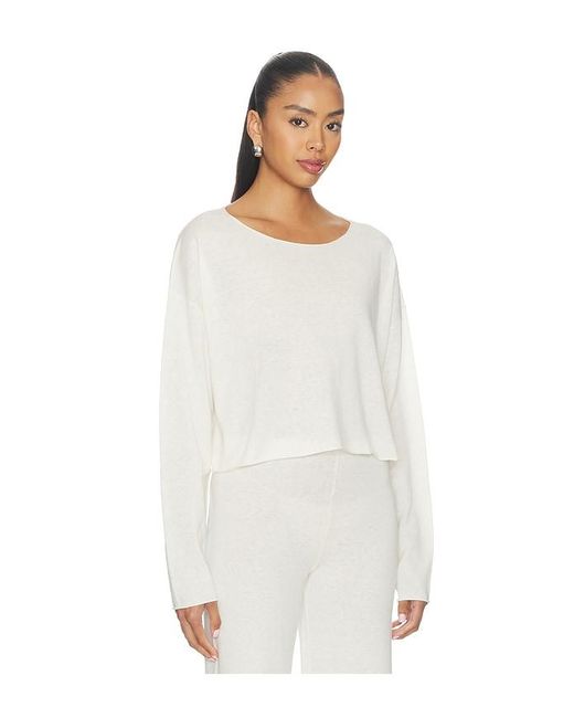 ÉTERNE White Cropped Boatneck Top