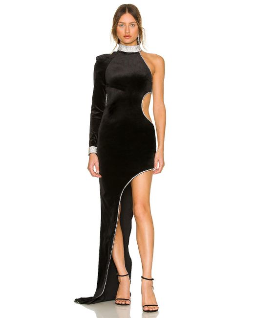 bronx and banco velvet flared gown