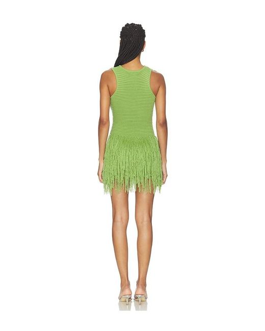 MORE TO COME Green Lita Fringe Knit Mini Dress