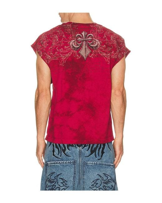 Affliction Red Collapse Muscle Tee for men