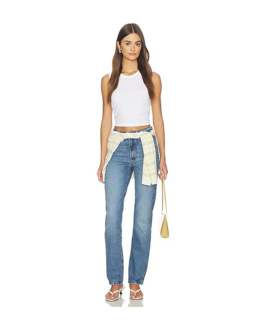 FAVORITE DAUGHTER Blue The Jen Mid Rise Slim Straight Jean