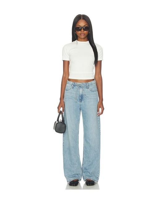 Rag & Bone Blue Featherweight Phoebe Drawstring Wide Jeans