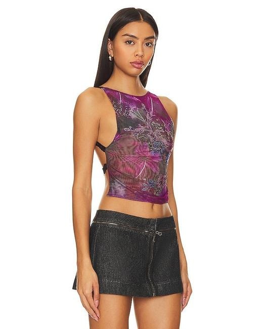 Jaded London Red Backless Hotfix Mesh Top