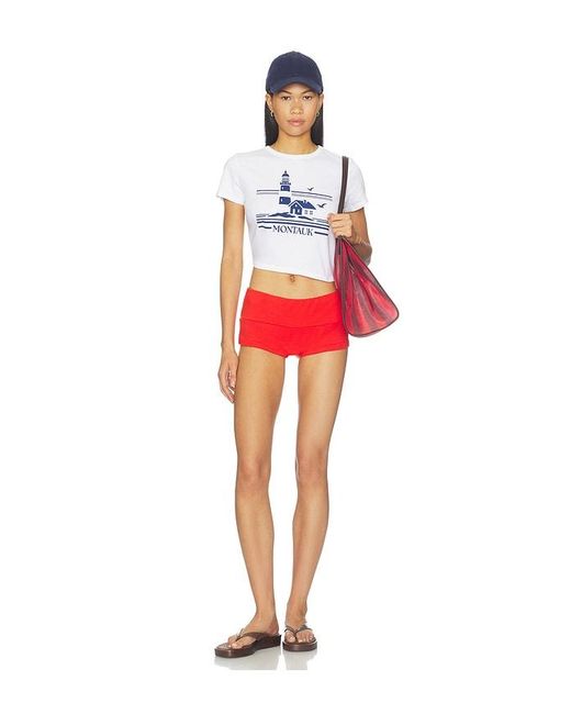 Sunny Somewhere Red Montauk Lighthouse Tiny Tee