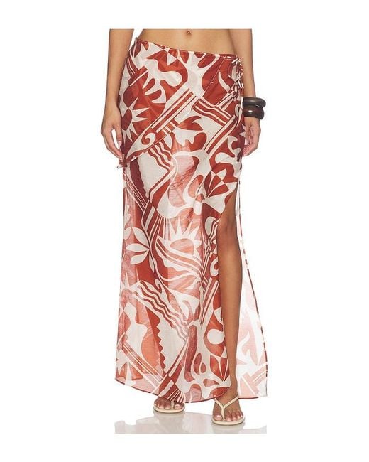 L'academie Red Caila Maxi Skirt