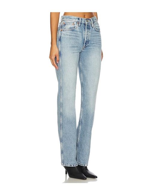 Re/done Blue 90S High Rise Loose Jeans