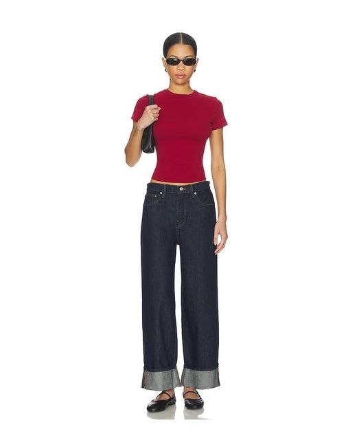 GOOD AMERICAN Blue Good Standard Baggy Cuffed Jeans