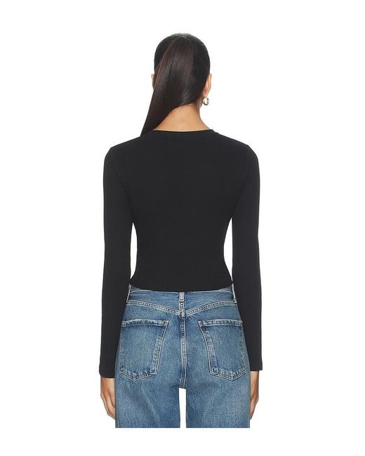 PERFECTWHITETEE Blue Sienna Luxe Rib Cropped Long Sleeve