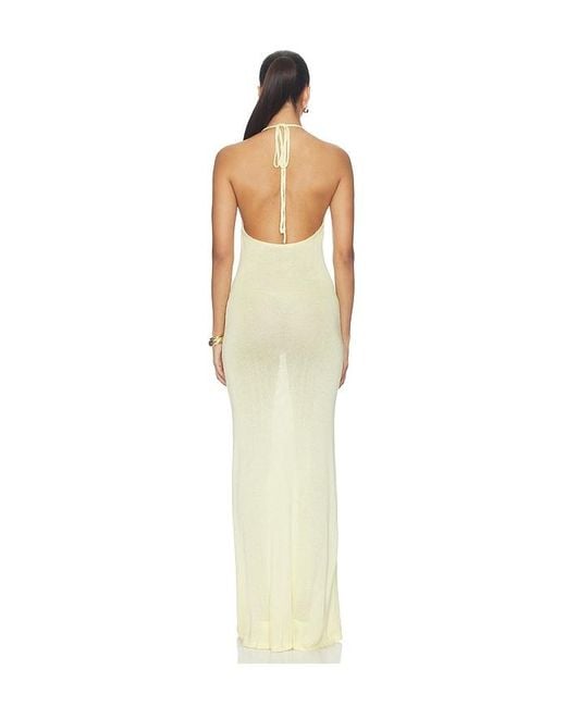 Runaway the Label White Sabrina Halter Knit Maxi Dress