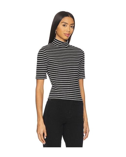 Rag & Bone Black The Knit Stripe Rib Turtleneck Tee