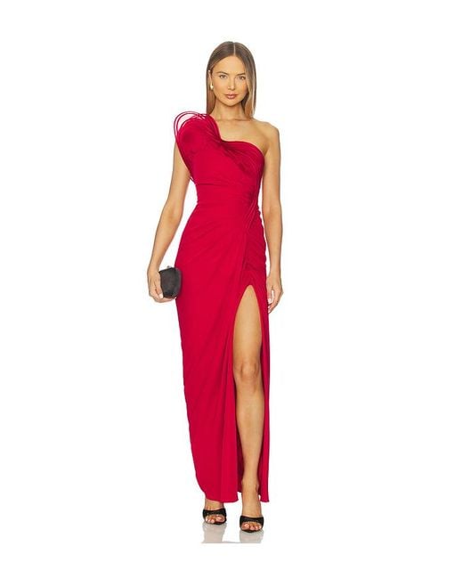 Gaurav Gupta Red X Revolve Draped Ruffle Gown
