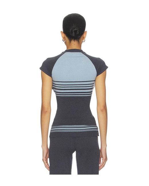 Frankie's Bikinis Blue Shore Cloud Knit Short Sleeve Top