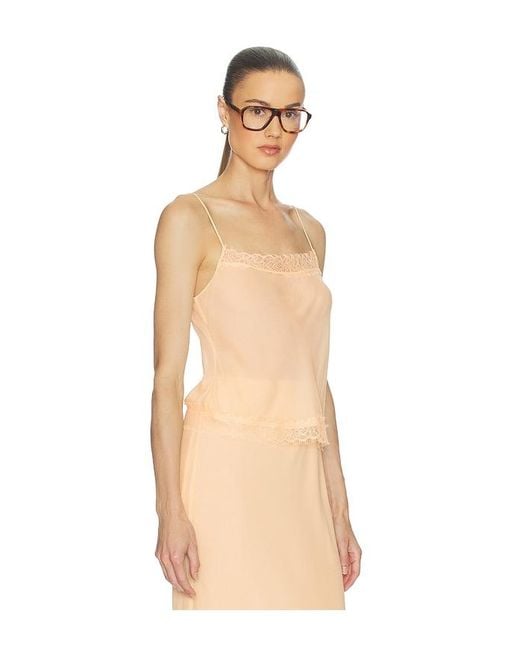 Helsa Natural Viscose Satin Cami With Lace