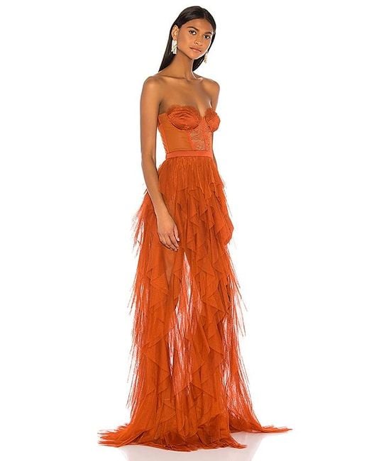 For Love & Lemons Orange X Revolve Bustier Gown
