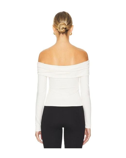 Line & Dot White Towne Off Shoulder Top