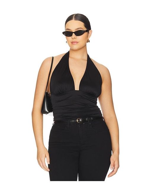 GOOD AMERICAN Slinky Jersey Halter Top Black