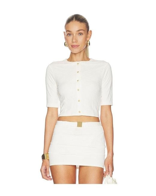 La Porte White Lisa Cardigan