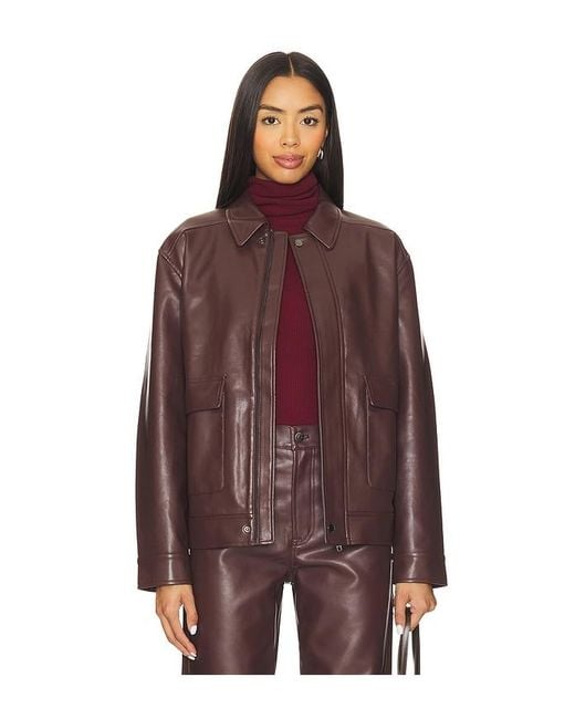 Pistola Brown Valerie Faux Leather Bomber Jacket