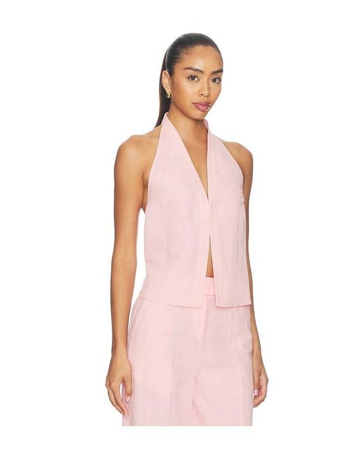 Lovers + Friends Pink Sandra Linen Top