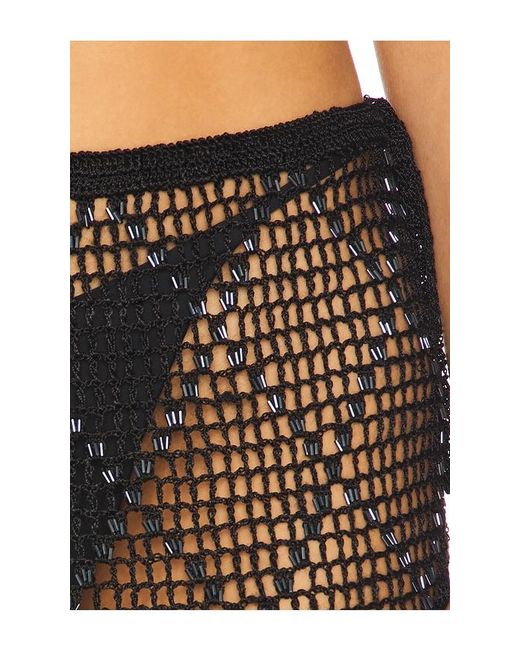 Lovers + Friends Black Breigh Beaded Crochet Mini Skirt