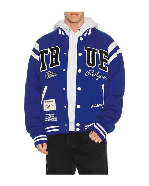 True Religion Blue Uni Varsity Jacket for men