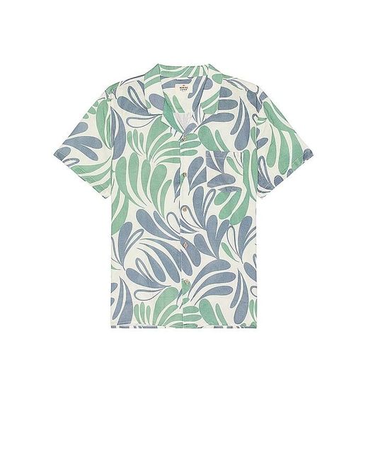 Marine Layer Blue Resort Short Sleeve Linen Resort Shirt for men