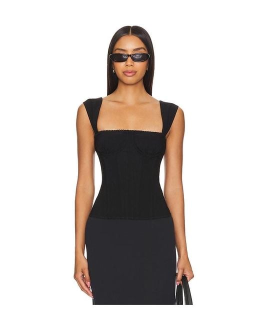 WeWoreWhat Black Ruched Cup Corset Top