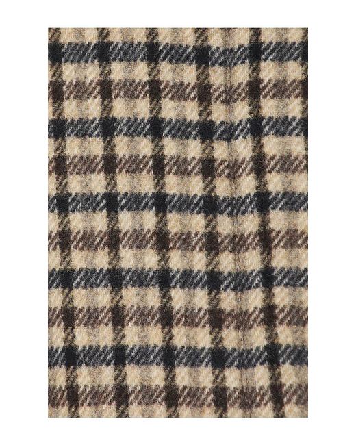 Vince Natural Plaid Car Coat With Faux Leather Trim