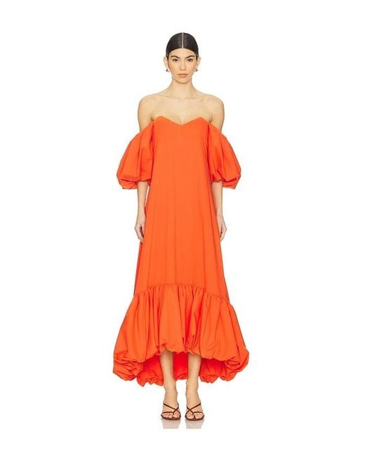 Caroline Constas Orange Lucia Midi Dress