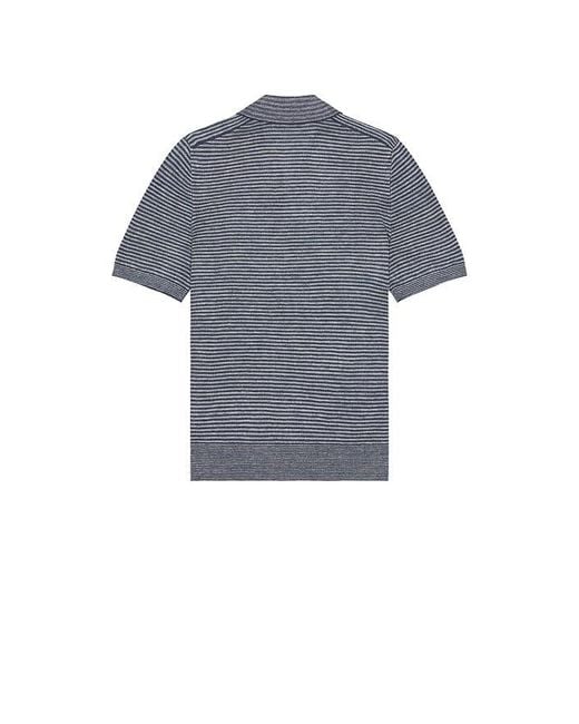 Faherty Brand Blue Linen Sweater Polo for men