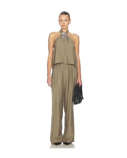 MOTHER OF ALL Natural Hedi Mid Waist Tailored Linen Pant