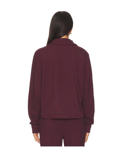 Bobi Purple Half Zip Funnel Neck Sweatshirt