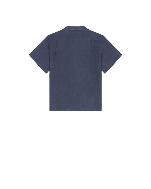 Bather Blue Wool Gauze Camp Shirt for men