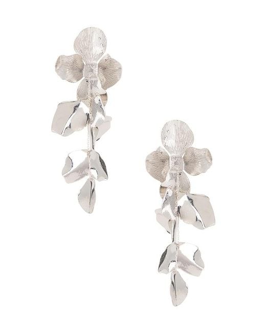 Shashi White Metallic Dangling Statement Earrings