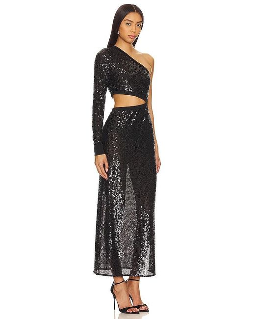 AllSaints Black Daisy Topaz Sequin-embellished Cut-out Stretch-woven Maxi Dres