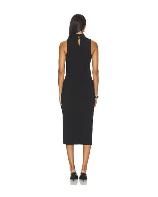 Bobi Black Mock Neck Pleated Dress