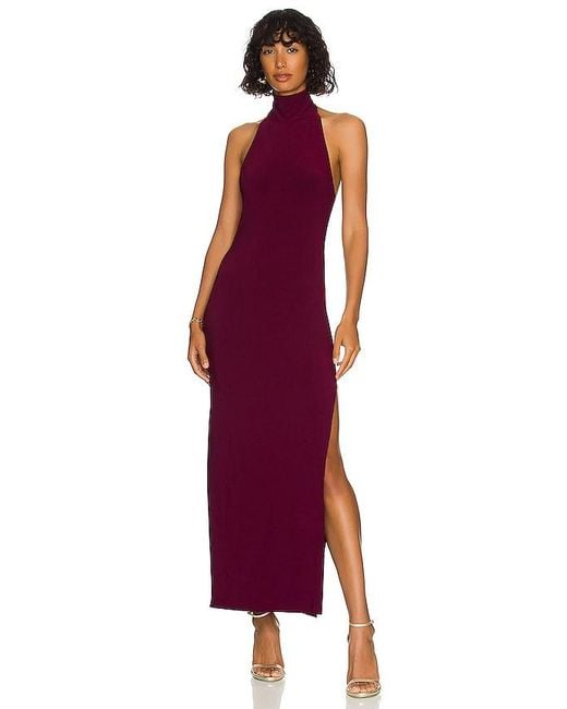 Norma Kamali Purple X Revolve Turtle Halter Side Slit