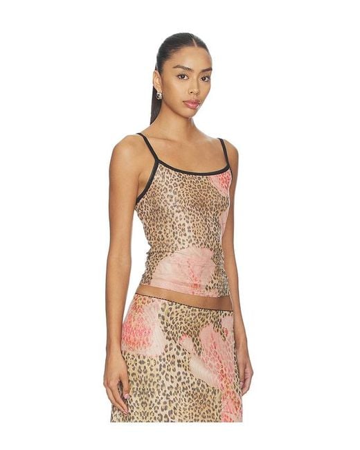 With Harper Lu Natural Mesh Camisole Top