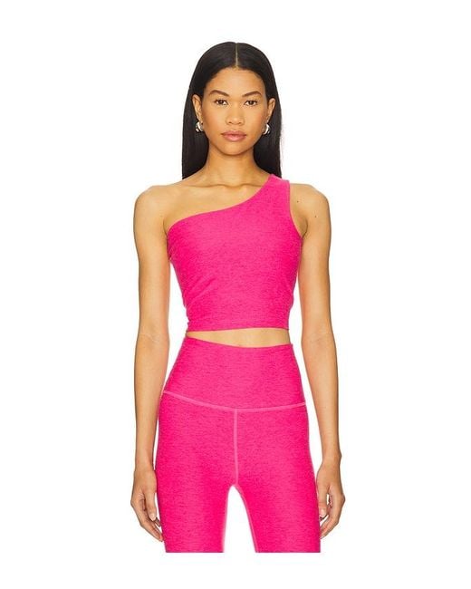 Beyond Yoga Spacedye The Bold Shoulder クロップタンクトップ Pink