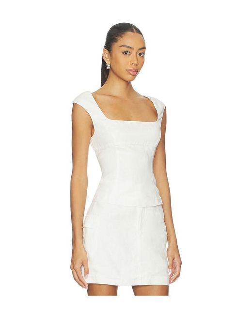 Onia White Linen Peplum Top