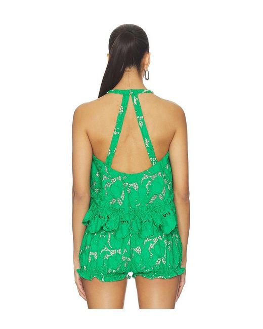 AKNVAS Green Mika Guipure Lace Halter Top