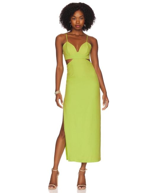 Bardot Synthetic Cut Out Slit Midi Dress in Lime (Green) | Lyst