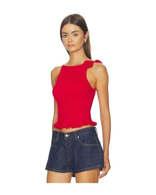 MAJORELLE Red Kamilla Crochet Flower Tank