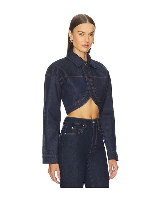 GRLFRND Blue Ella Cropped Jacket
