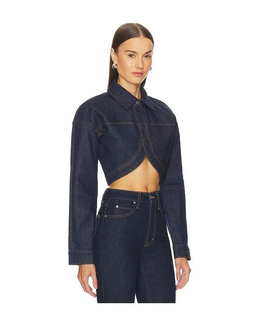 GRLFRND Blue Ella Cropped Jacket