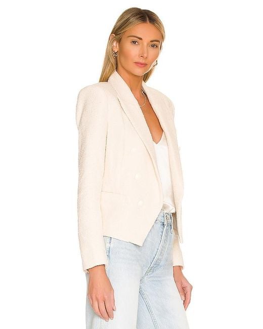 L'Agence White Brooke Double Breasted Crop Blazer