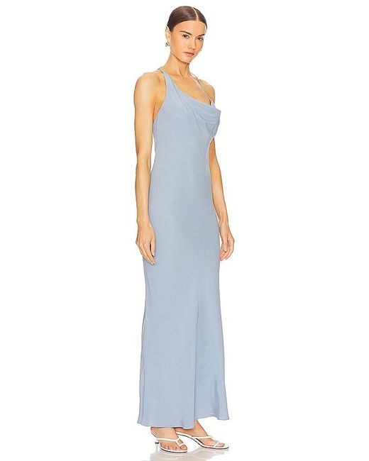 St. Agni Blue Asymmetrical Drape Maxi Dress