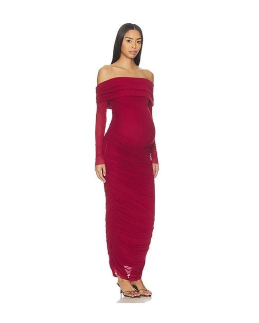 BUMPSUIT Red Off The Shoulder Mesh Dress