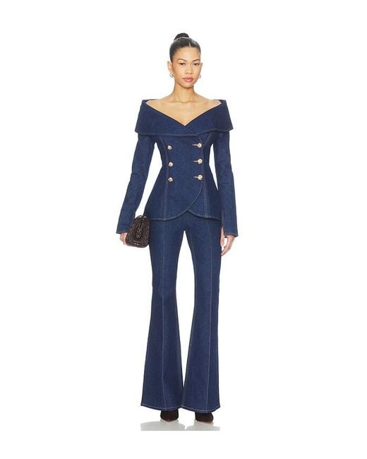 Nadine Merabi Blue Jordan Denim Top
